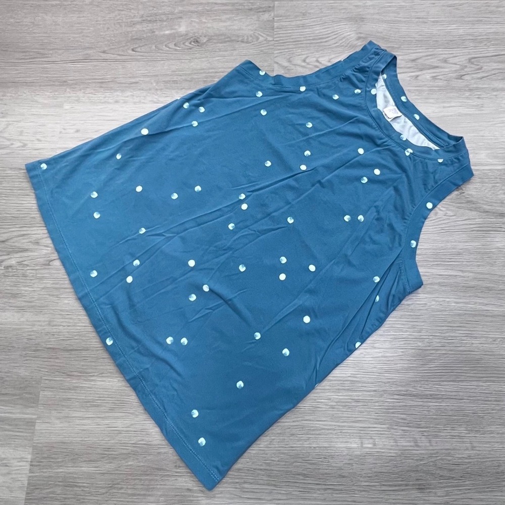 Womens Teal Blue Polka Dot Sleeveless Sleep Tank Top Size M F00308619